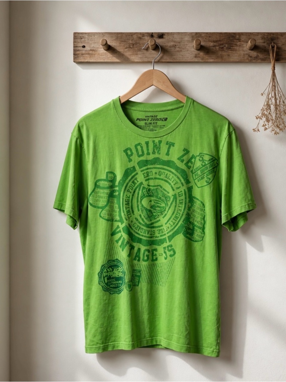 Point Zero Vintage Green Slim Fit Tee